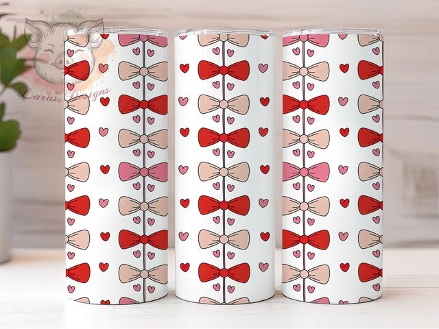 Coquette Bow Heart Valentine Tumbler, Heart Design, Coquette Bows, Sublimation Art, 20oz Tumbler, Romantic Wrap, Festive Theme Sublimation Lara' s Designs 