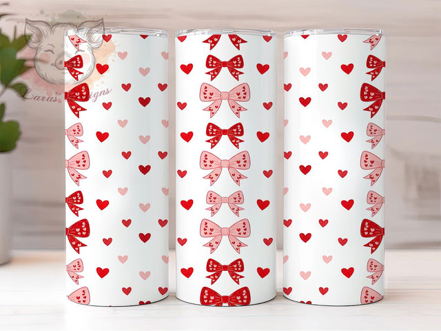 Coquette Bow Heart Valentine Tumbler, Heart Design, Coquette Bows, Sublimation Art, 20oz Tumbler, Romantic Wrap, Festive Theme Sublimation Lara' s Designs 