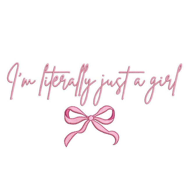 Coquette Bow Just A Girl Embroidery Design, 3 sizes, Instant Download Embroidery/Applique DESIGNS Nino Nadaraia 