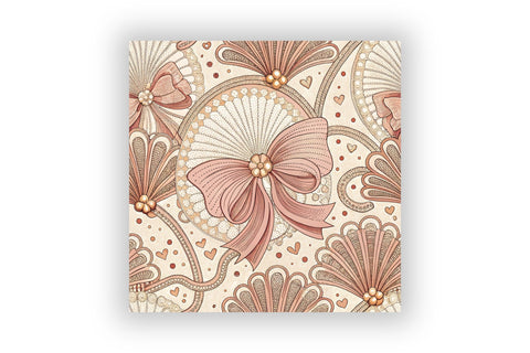 Coquette Bow Lace Digital Paper, Seamless Watercolor Pattern Bundle, Printable Scrapbook Paper, Pink Ribbon Feminine Design Collection Digital Pattern FloridPrintables 