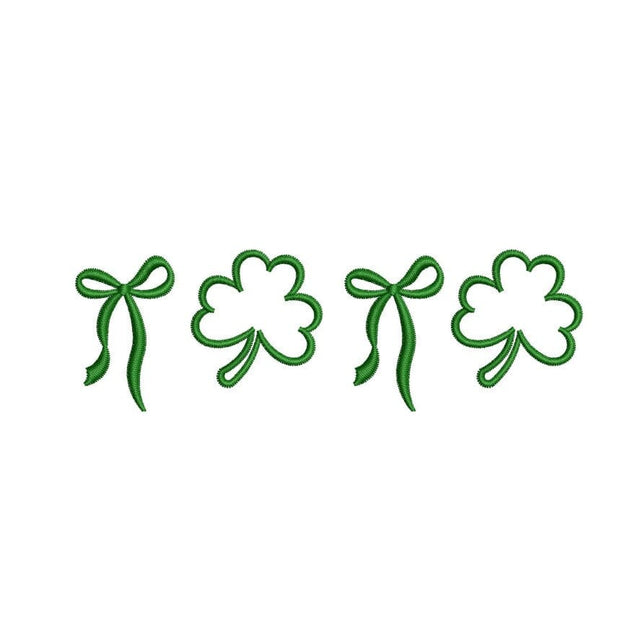 Coquette Bow Lucky Shamrock Embroidery Design, St. Patricks Day Embroidery Design, 5 sizes, Instant Download Embroidery/Applique DESIGNS Nino Nadaraia 