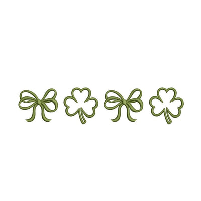 Coquette Bow Lucky Shamrock Embroidery Design, St. Patricks Day Embroidery Design, 5 sizes, Instant Download Embroidery/Applique DESIGNS Nino Nadaraia 