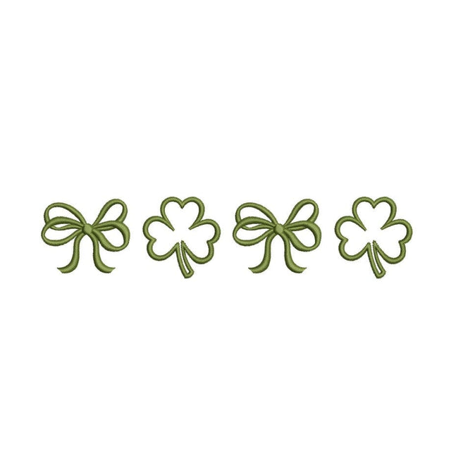 Coquette Bow Lucky Shamrock Embroidery Design, St. Patricks Day Embroidery Design, 5 sizes, Instant Download Embroidery/Applique DESIGNS Nino Nadaraia 
