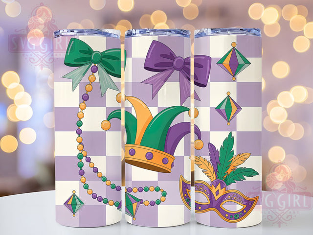 Coquette Bow Mardi Gras Tumbler, Carnival Bow Wrap, Festive Party Cup, 20oz Sublimation Wrap, New Orleans Celebration Tumbler, Cute Bow Design Cup, Mardi Gras Coquette Theme Wrap Sublimation SvggirlplusArt 