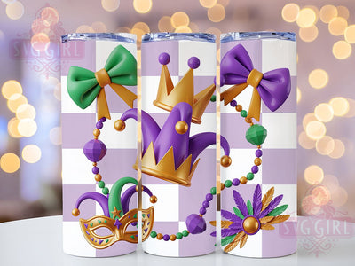Coquette Bow Mardi Gras Tumbler, Carnival Bow Wrap, Festive Party Cup, 20oz Sublimation Wrap, New Orleans Celebration Tumbler, Cute Bow Design Cup, Mardi Gras Coquette Theme Wrap Sublimation SvggirlplusArt 