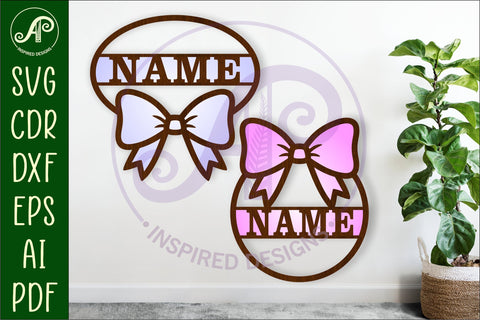 Coquette bow name wall sign SVG APInspireddesigns 