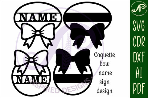 Coquette bow name wall sign SVG APInspireddesigns 