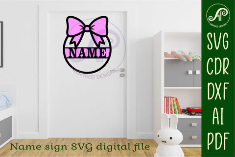 Coquette bow name wall sign SVG APInspireddesigns 
