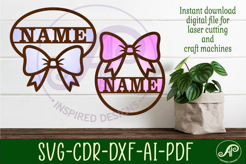 Coquette bow name wall sign SVG APInspireddesigns 