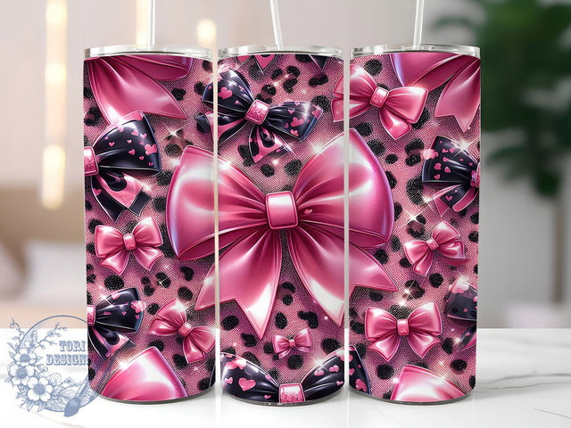 Coquette Bow Pink Leopard Tumbler Wrap, Pink Leopard Glitter Mug, Chic Aesthetic Cup, Girly Animal Print Wrap, Fashionista Gift, Sparkly Bow Design, Sublimation Tumbler Wrap Sublimation ToriDesigns 