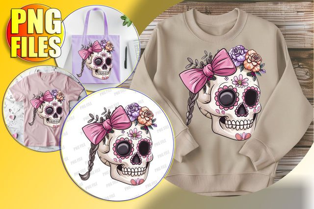Coquette Bow Skull Design for Halloween - Fall Sublimation Sublimation afrosvg 
