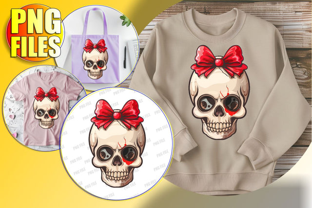 Coquette Bow Skull Sublimation Clipart for Halloween Fall Sublimation afrosvg 
