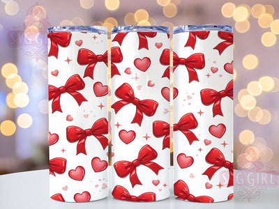 Coquette Bow Valentine's Tumbler, Coquette Bow, Heart Tumbler, Libbey Glass Tumbler, 20oz Tumbler Wrap, Cute Gift, Valentine's Day Decor, Tumbler Sublimation Sublimation SvggirlplusArt 
