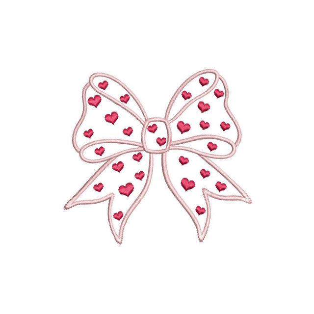 Coquette Bow with Hearts Embroidery Design, St. Valentine Day Embroidery Design, 5 sizes, Instant Download Embroidery/Applique DESIGNS Nino Nadaraia 