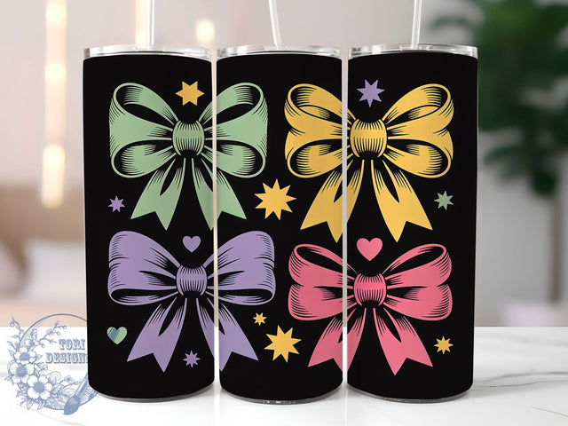 Coquette Bows Mardi Gras Tumbler, Carnival Bow Wrap, Festive Party Cup, 20oz Sublimation Wrap, New Orleans Celebration Tumbler, Colorful Bow Design Cup, Mardi Gras Coquette Theme Wrap Sublimation ToriDesigns 
