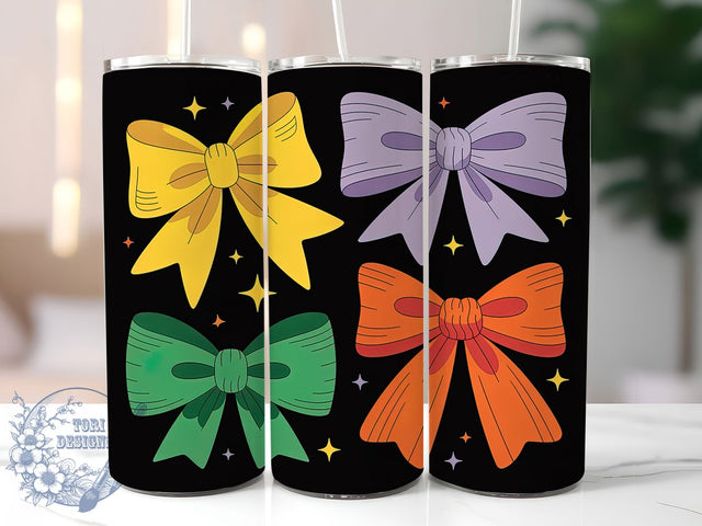 Coquette Bows Mardi Gras Tumbler, Carnival Bow Wrap, Festive Party Cup, 20oz Sublimation Wrap, New Orleans Celebration Tumbler, Colorful Bow Design Cup, Mardi Gras Coquette Theme Wrap Sublimation ToriDesigns 