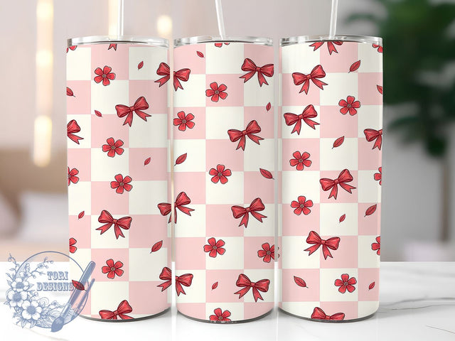 Coquette Bows Pattern 20oz Tumbler, Coquette Bow Tumbler, Girly Ribbon Mug, Whimsical Bow Cup, Cute Feminine Drinkware, Playful Coquette Style, Romantic Pastel Pattern, Elegant Ribbon Design Sublimation ToriDesigns 
