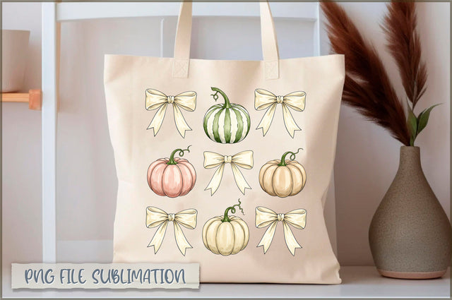 Coquette Bows & Pumpkins Autumn Tote Bag Sublimation Shetara Begum 