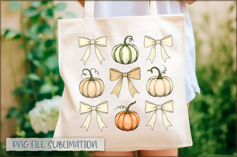 Coquette Bows & Pumpkins Autumn Tote Bag Sublimation Shetara Begum 