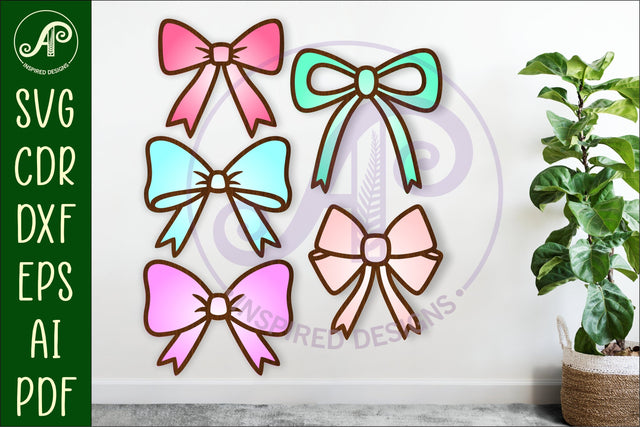 Coquette Bows two layer cut outs - SVG laser cut file SVG APInspireddesigns 