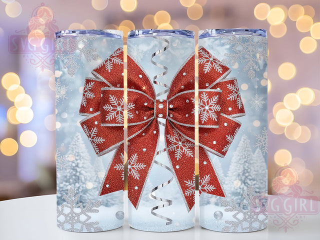 Coquette Christmas Bow Tumbler, Festive Holidays, Coquette Bow Design, Elegant Holiday Art, Cute Festive Graphic, 20oz Tumbler, Sublimation Design Sublimation SvggirlplusArt 