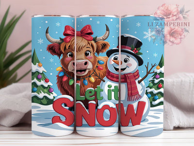 Coquette Christmas Highland Cow Tumbler, Cute Highland Cow, Coquette Christmas, Let It Snow, Winter Holiday Design, 20oz Tumbler, Sublimation Design Sublimation Li Zamperini 