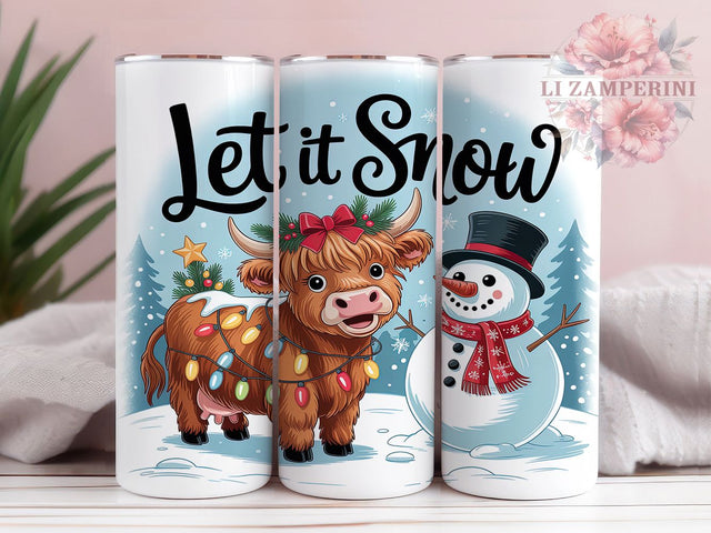 Coquette Christmas Highland Cow Tumbler, Cute Highland Cow, Coquette Christmas, Let It Snow, Winter Holiday Design, 20oz Tumbler, Sublimation Design Sublimation Li Zamperini 