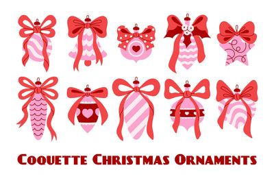 Coquette Christmas Ornaments PNG Clipart Sublimation Rin Green 