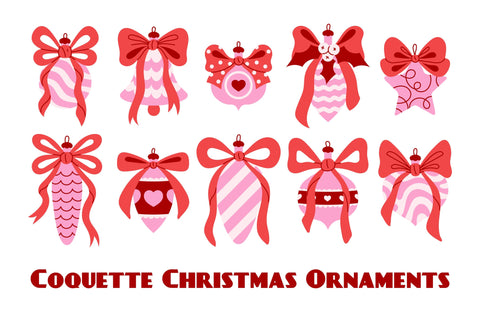 Coquette Christmas Ornaments PNG Clipart Sublimation Rin Green 
