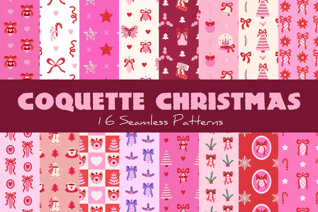 Coquette Christmas Seamless Patterns & Digital Papers Digital Pattern Rin Green 