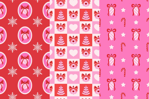 Coquette Christmas Seamless Patterns & Digital Papers Digital Pattern Rin Green 