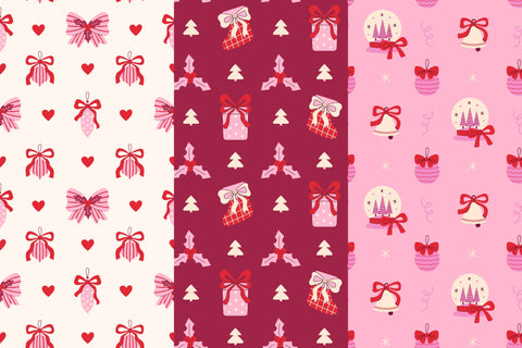 Coquette Christmas Seamless Patterns & Digital Papers Digital Pattern Rin Green 