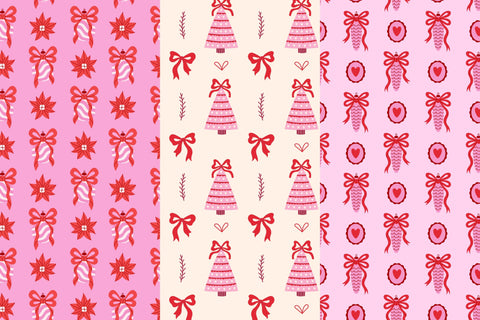 Coquette Christmas Seamless Patterns & Digital Papers Digital Pattern Rin Green 