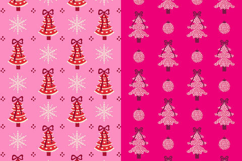 Coquette Christmas Tree Seamless Patterns & Papers Digital Pattern Rin Green 