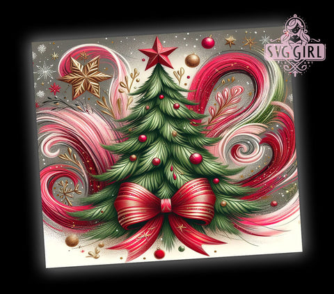 Coquette Christmas Tree Tumbler, Glitter Snowflakes Wrap, 20oz Sublimation Design, Digital Download, Colorful Bow Tumbler, Holiday Decor, Festive Tumbler Print Sublimation SvggirlplusArt 
