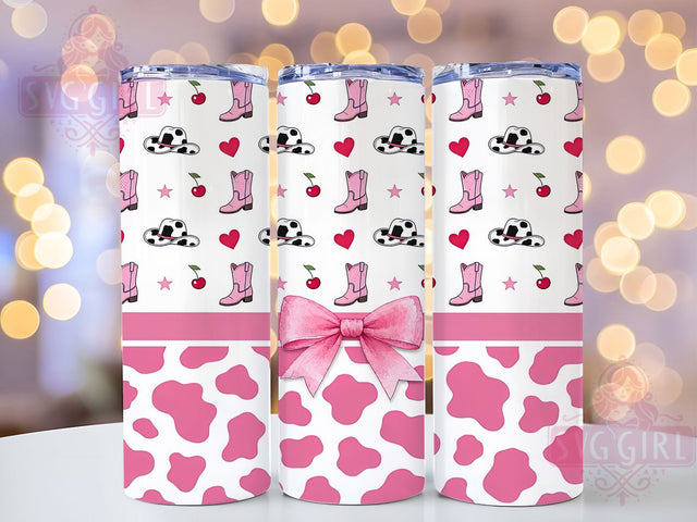 Coquette Cowgirl 20oz Tumbler, Coquette Style, Cowgirl Aesthetic, Western Charm, Feminine Flair, Whimsical Design, 20oz Wrap, Sublimation Tumbler Sublimation SvggirlplusArt 