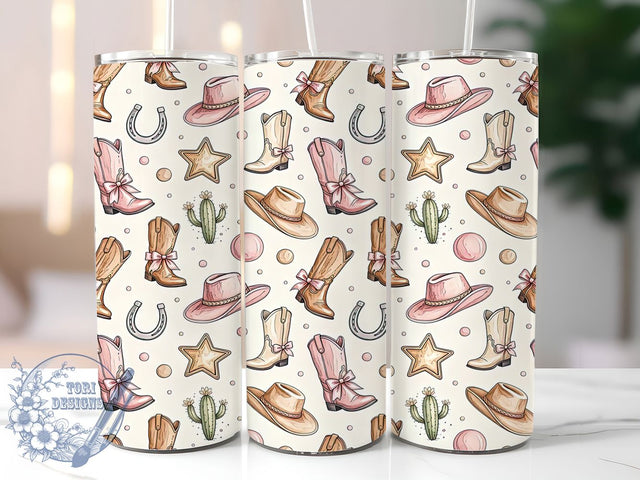 Coquette Cowgirl Western 20oz Tumbler, Cowgirl Western Motif, Coquette Art Design, Rustic Theme, Whimsical Accent, Elegant Charm, Sublimation Wrap, 20oz Tumbler Sublimation ToriDesigns 