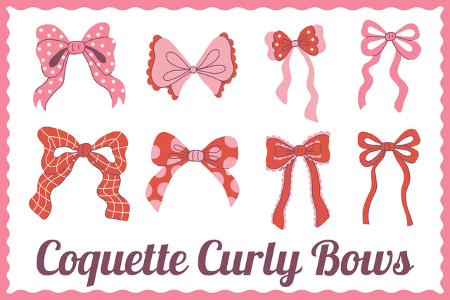 Coquette Curly Bows PNG Clipart Sublimation Rin Green 