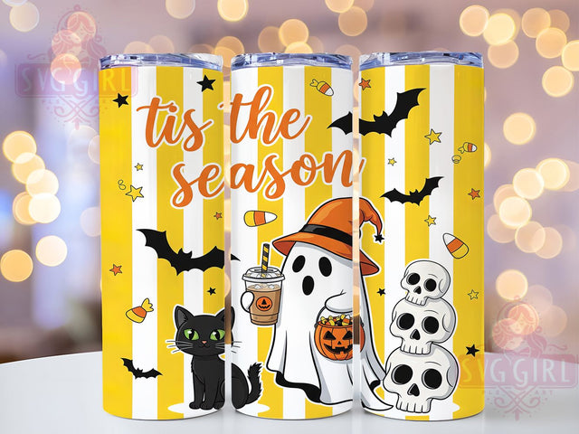 Coquette Cute Ghost Pastel Halloween Tumbler, Tis the Season Wrap, Girly Spooky Sublimation, Cute Ghost Coffee Cup, Pastel Halloween Drinkware, Bow Aesthetic Tumbler, Chic Fall Ghost Design Sublimation SvggirlplusArt 