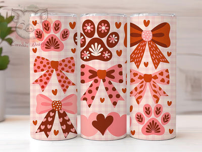 Coquette Dog Valentine Tumbler, Cute Puppy Love Wrap, Romantic Dog Cup, 20oz Sublimation Wrap, Stylish Valentine Design Tumbler, Artistic Dog Heart Cup, Whimsical Puppy Love Theme Wrap Sublimation Lara' s Designs 