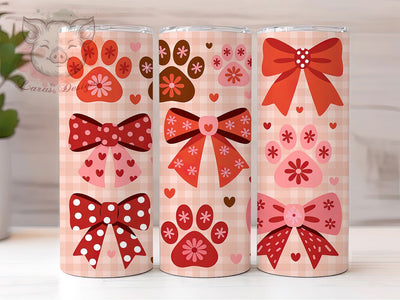 Coquette Dog Valentine Tumbler, Cute Puppy Love Wrap, Romantic Dog Cup, 20oz Sublimation Wrap, Stylish Valentine Design Tumbler, Artistic Dog Heart Cup, Whimsical Puppy Love Theme Wrap Sublimation Lara' s Designs 