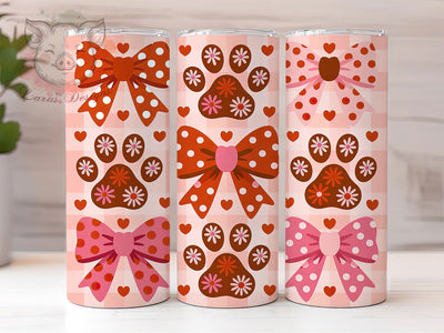 Coquette Dog Valentine Tumbler, Cute Puppy Love Wrap, Romantic Dog Cup, 20oz Sublimation Wrap, Stylish Valentine Design Tumbler, Artistic Dog Heart Cup, Whimsical Puppy Love Theme Wrap Sublimation Lara' s Designs 
