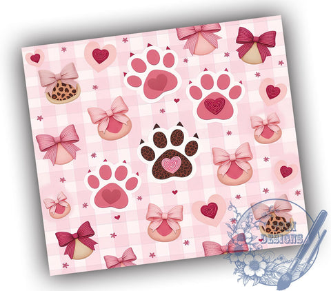 Coquette Dog Valentine's Tumbler, Coquette Dog Design, 20oz Tumbler Wrap, Pet Lover Gift, Cute Dog Tumbler, Valentine's Day Gift, Custom Drinkware Sublimation ToriDesigns 