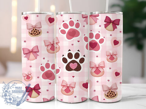 Coquette Dog Valentine's Tumbler, Coquette Dog Design, 20oz Tumbler Wrap, Pet Lover Gift, Cute Dog Tumbler, Valentine's Day Gift, Custom Drinkware Sublimation ToriDesigns 