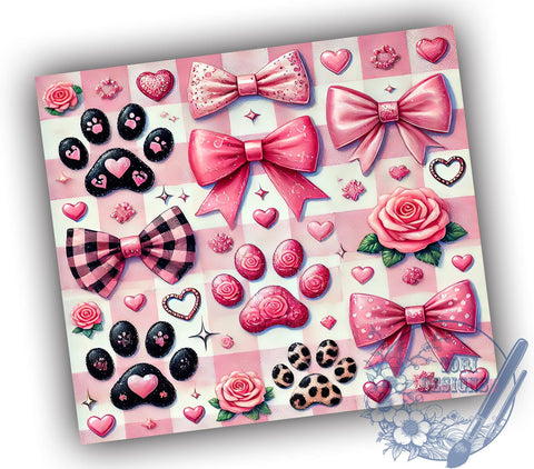 Coquette Dog Valentine's Tumbler, Coquette Dog Design, 20oz Tumbler Wrap, Pet Lover Gift, Cute Dog Tumbler, Valentine's Day Gift, Custom Drinkware Sublimation ToriDesigns 