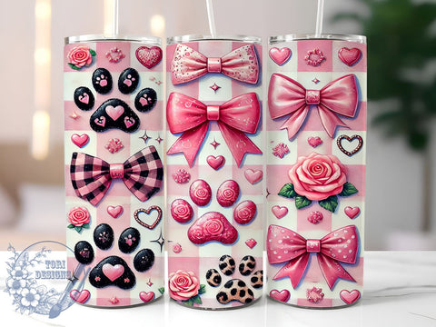 Coquette Dog Valentine's Tumbler, Coquette Dog Design, 20oz Tumbler Wrap, Pet Lover Gift, Cute Dog Tumbler, Valentine's Day Gift, Custom Drinkware Sublimation ToriDesigns 