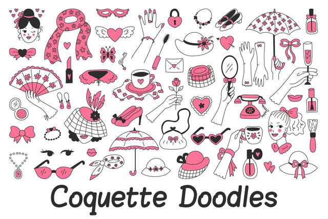 Coquette Doodles PNG Clipart Sublimation Rin Green 