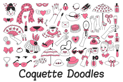 Coquette Doodles PNG Clipart Sublimation Rin Green 