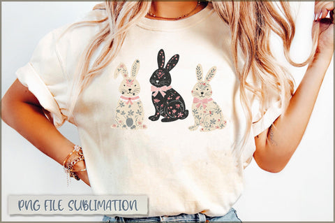 Coquette Easter Bunny Floral PNG Sublimation Shetara Begum 