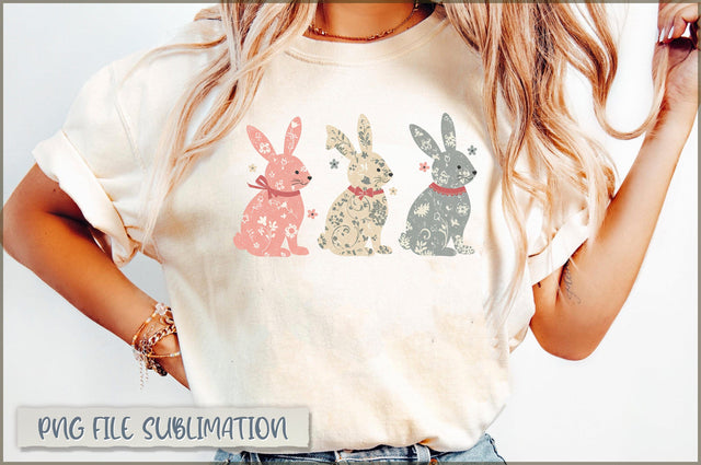 Coquette Easter Bunny Floral PNG Sublimation Shetara Begum 